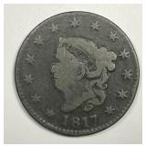1817 Coronet Head Large Cent 13 Stars Good G
