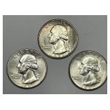 1951 P D S Washington Quarter Uncirculated Trio