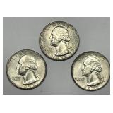 1952 P D S Washington Quarter Uncirculated Trio