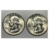 1954 D & S Washington Quarter Uncirculated Pair