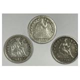 Trio of Silver Half Dimes H10c 1853-O 1854 1858