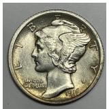 1916 Mercury Silver Dime FSB Uncirculated UNC
