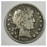 1902-O Barber Silver Half Very Good VG