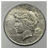 1928-S Peace Silver $1 About Uncirculated details