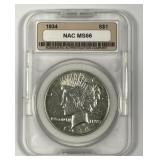 1934 Peace Silver $1 Extra Fine XF details