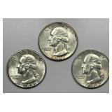 1946 P D S Washington Quarter Choice AU Trio