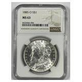 1885-O Morgan Silver $1 NGC MS63