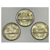 Trio of Silver Wartime Jefferson Nickels AU