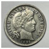 1892-O Barber Silver Dime Very Fine VF details