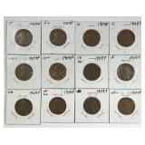 1909-P Lincoln Wheat Cent 10-Coin Dealer Lot G-VF