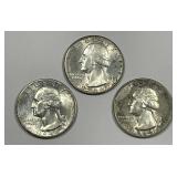 1944 P D S Washington Quarter Choice AU Trio