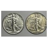 1944 Walking Liberty Silver Half Pair AU