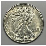 1943-D Walking Liberty Silver Half Choice AU