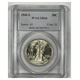 1943-S Walking Liberty Silver Half PCGS MS64