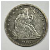 1877 Seated Liberty Silver Half Fine F