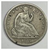 1875-S Seated Liberty Silver Half Fine F