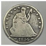 1854-O Seated Liberty Silver Half Good details