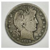 1898-S Barber Silver Half About Good AG