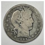 1893-O Barber Silver Half About Good AG