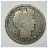 1896-S Barber Silver Half About Good AG