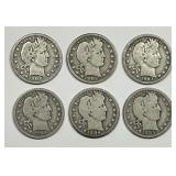 6 Barber Quarters 1902 P&S 1903 P&O 1904-O 1905