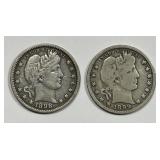 1898 & 1899 Barber Silver Quarter Pair