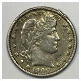 1900-S Barber Silver Quarter Extra Fine XF details