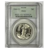 1944-S Walking Liberty Silver Half PCGS MS63 OGH