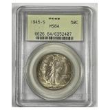 1945-S Walking Liberty Silver Half PCGS MS64 OGH