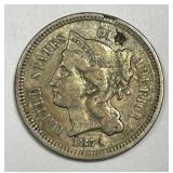 1874 Three Cent Nickel 3cN Very Fine VF+