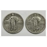 1920 P & S Standing Liberty Silver Quarters Fine F