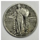 1927 Standing Liberty Silver Quarter Very Fine VF