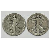 1921 P & S Walking Liberty Silver Half Pair