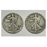 1920 D & S Walking Liberty Silver Half Pair