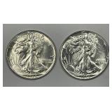 1946 Walking Liberty Silver Half Pair Uncirculated