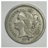 1867 Three Cent Nickel Very Good VG
