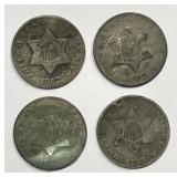 Three Cent Silver 3cS 4-Coin Lot