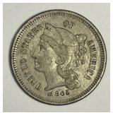 1865 Three Cent Nickel 3cN Extra Fine XF