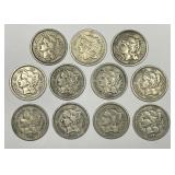 1865 - 1875 Three Cent Nickel 11-Coin Date Run