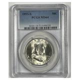 1953-S Franklin Silver Half PCGS MS64