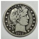 1912-S Barber Silver Half Very Good VG