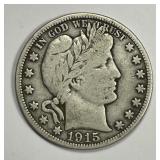 1915-S Barber Silver Half Very Good VG