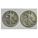 1916 D & S Walking Liberty Silver Half Pair