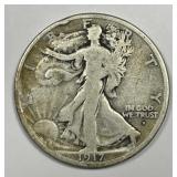 1917-D Obv Walking Liberty Silver Half Good G