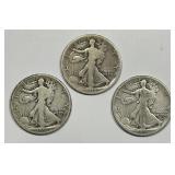 1916 P-D-S Walking Liberty Silver Half Trio