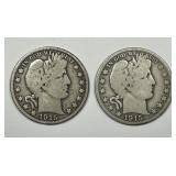 1915 D & S Barber Silver Half Pair Good G