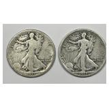 1917-S Obv & Rev MM Pair Walking Liberty Half