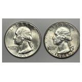 1948 P & D Washington Quarter Uncirculated BU Pair