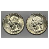 1949 P & D Washington Quarter Uncirculated BU Pair