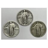Trio Standing Liberty Silver Quarters